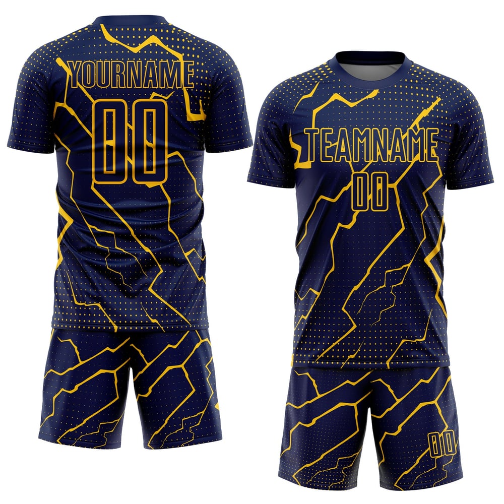Camiseta de fútbol personalizada con sublimación de Lightning en amarillo marino