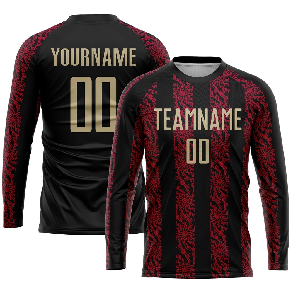 Soccer Sublimation Uniform Vegas Custom Black Gold-Red Jersey