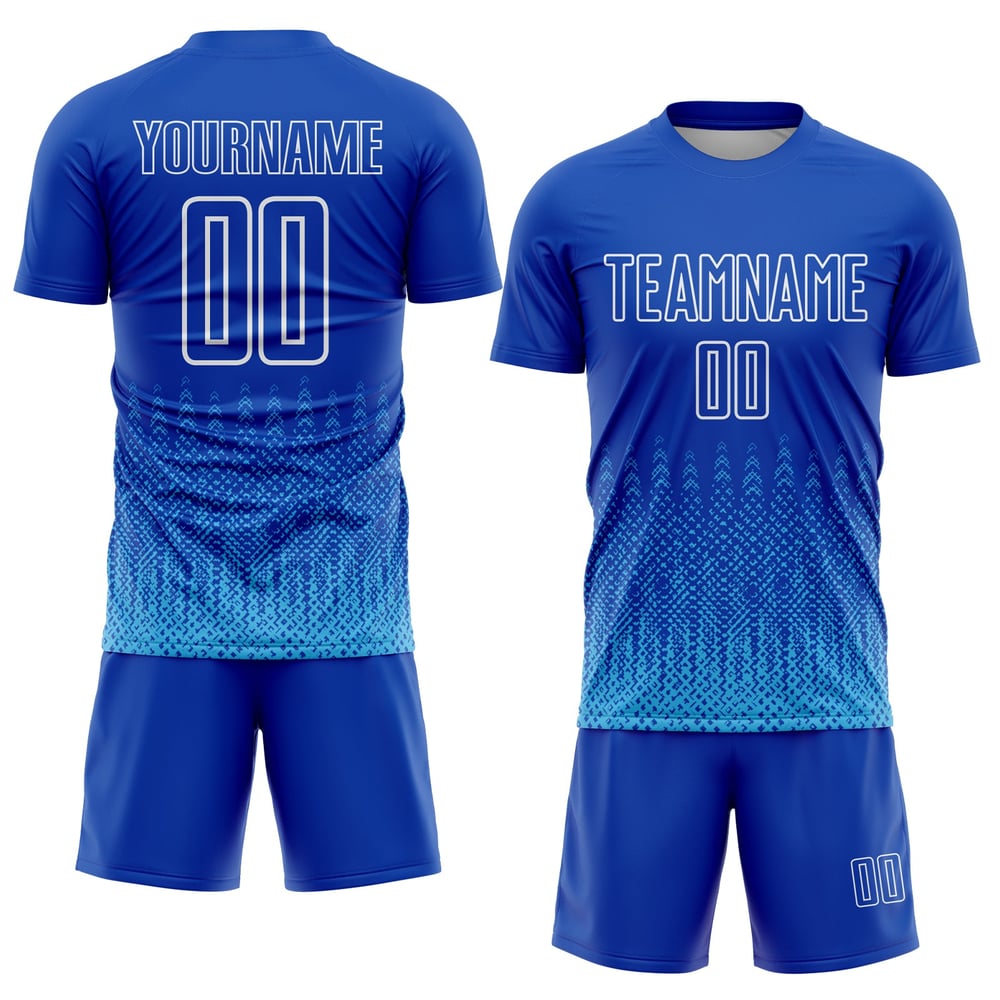 Sky Jersey Uniform Geometrische Fußball Custom Royal Sublimation Blau-Weiß Form