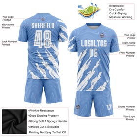 Blue Uniform Jersey Soccer Sublimation White Custom Light