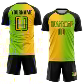 Mode Fußball Sublimation Jersey Grün Neon Gelb-Schwarz Custom Uniform Gradienten