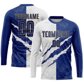 Soccer Graffiti Sublimation Jersey Gold Scratch White-Old Pattern Uniform Custom Royal