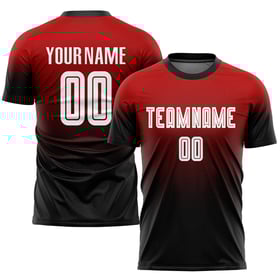 Jersey Soccer Uniform Custom Red Fade Fashion Sublimation White-Black