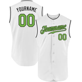 Jersey Custom Baseball Sleeveless Authentic White Green-Black Neon