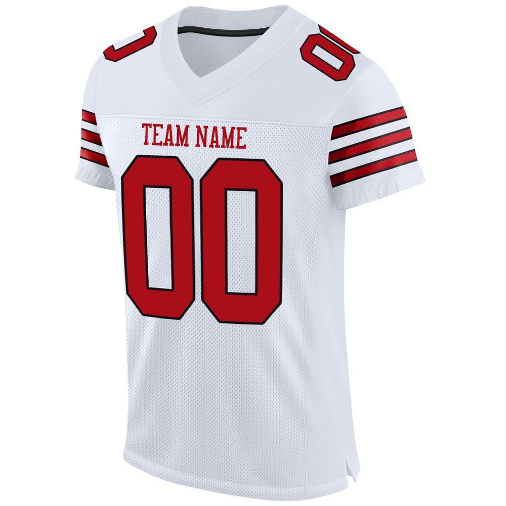 Football Authentic Custom Jersey Red-Black Mesh White