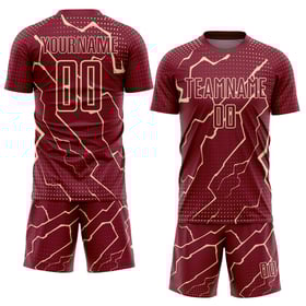 Camiseta de fútbol personalizada de sublimación Crimson City Cream Lightning