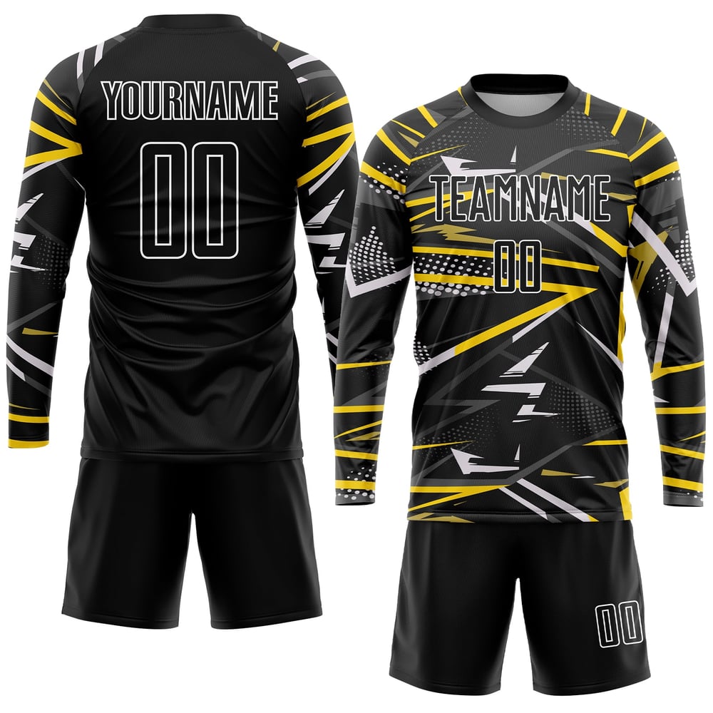 Black Jersey Soccer Sublimation Black-Gold Custom Uniform