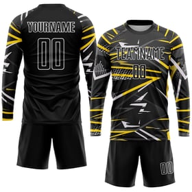 Black Jersey Soccer Sublimation Black-Gold Custom Uniform