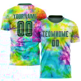 Soccer Jersey Sublimation Dye Kelly Custom Uniform Green-White Tie