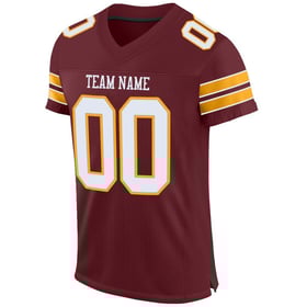 Mesh Football Jersey Authentic Custom White-Gold Burgundy