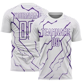 Maglia viola personalizzata da calcio Lightning con stampa sublimatica bianca