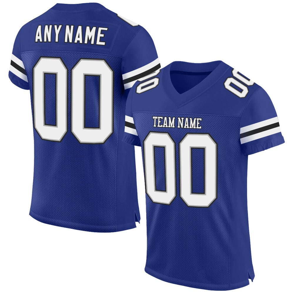 Custom Mesh Authentic Jersey White-Black Football Royal