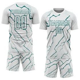 Maglia da calcio sportiva bianca con stampa sublimatica personalizzata Lightning Uniform Teal