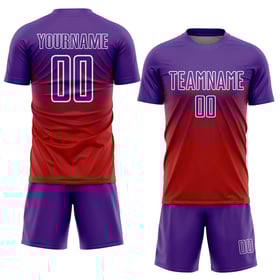 Maillot de football personnalisé à sublimation rouge, violet et blanc