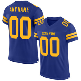 Custom Football Authentic Mesh Gold Royal Jersey