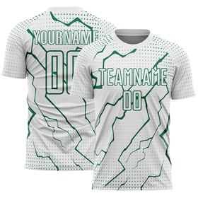 Maglia da calcio Kelly Sports personalizzata con stampa sublimatica bianca e verde da Lightning