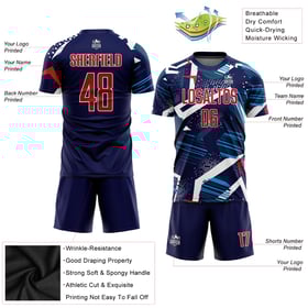 Soccer Navy Uniform Custom Sublimation Jersey Red-White