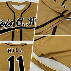 Maglia da baseball autentica, vecchia, personalizzata, nera, bianca e oro