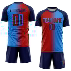 Pulver Uniform Custom Fashion Gradienten Rot-Navy Jersey Sublimation Blau Fußball