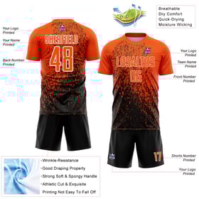 Art Jersey Sublimation Orange Soccer Uniform Fragment Abstract Custom Black-White