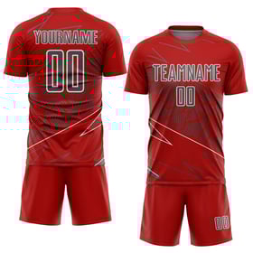 Maglia personalizzata rossa uniforme con sublimazione linee grigio-bianche sport calcio acciaio