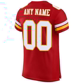 Custom White-Gold Authentic Mesh Jersey Red Football