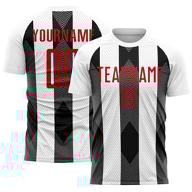 Line Jersey Red-Black Soccer Custom Sublimation Uniform White