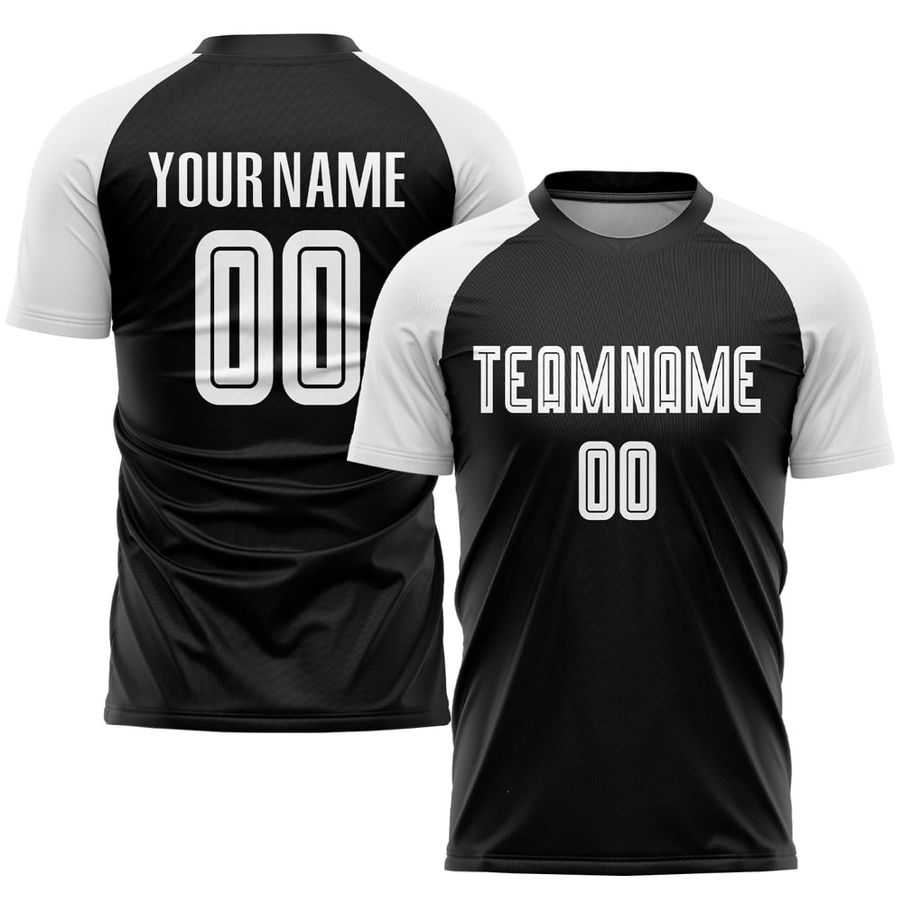 Custom Soccer Black White Jersey Uniform Sublimation