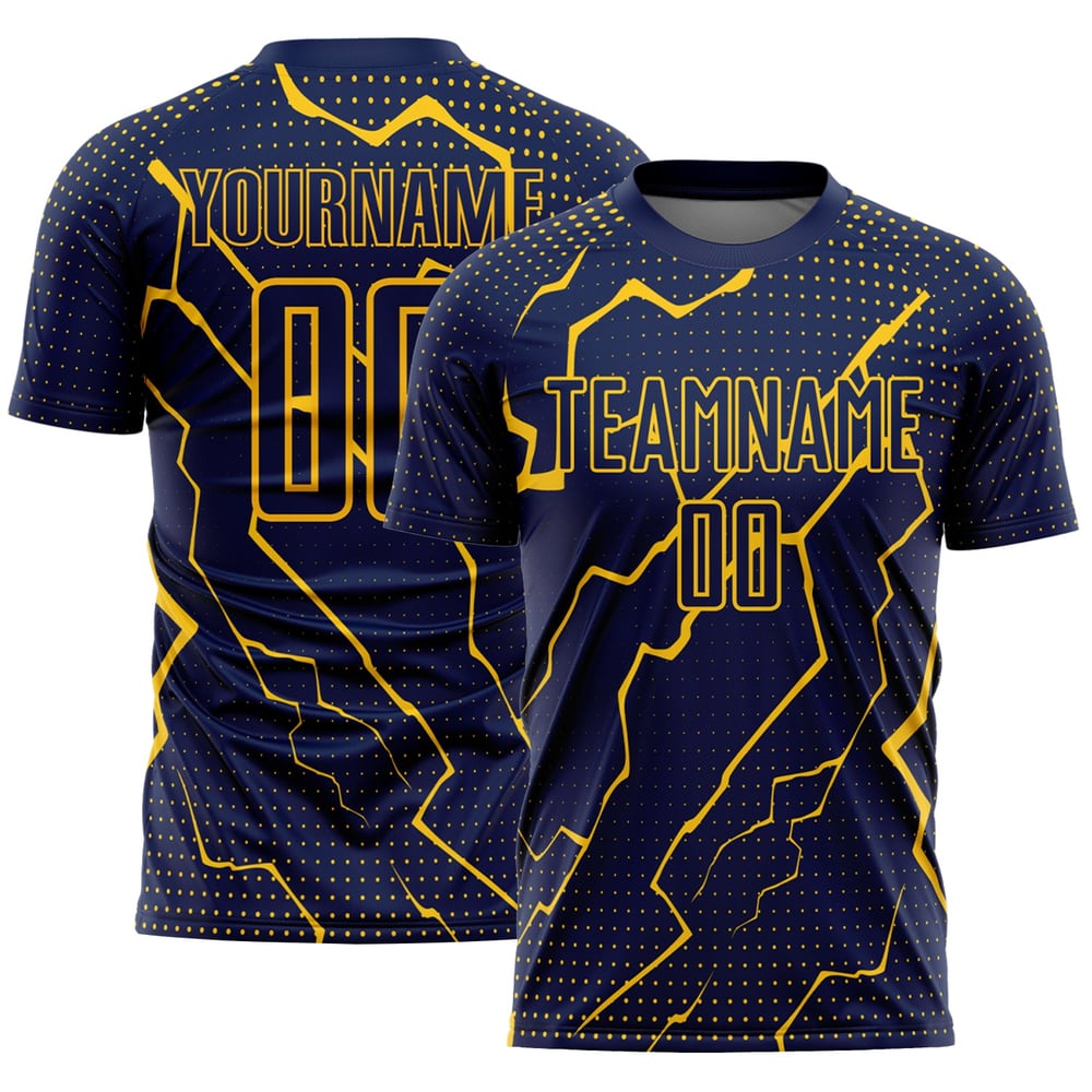 Camiseta de fútbol personalizada con sublimación de Lightning en amarillo marino