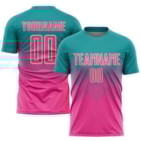 Uniform Teal Custom Soccer Pink-Cream Sublimation Jersey