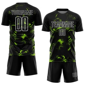 Schwarz Abstrakt Trikot Fußball Grün-Weiß Custom Uniform Sublimation Neon Flüssigkeit