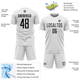 Black Sublimation Custom White Uniform Soccer Jersey