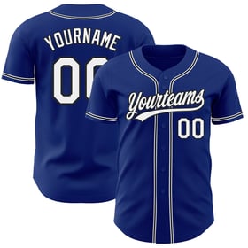 Camiseta de béisbol auténtica personalizada en blanco y negro, color azul marino