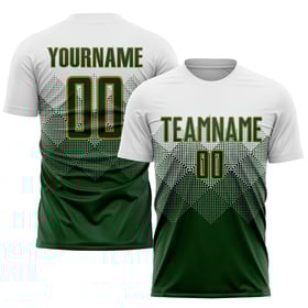 White Gold Custom Uniform Soccer Jersey Sublimation Green-Old