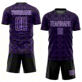 Uniform Jersey Lila Fußball Formen Benutzerdefinierte Geometrische Schwarz-Weiß Sublimation