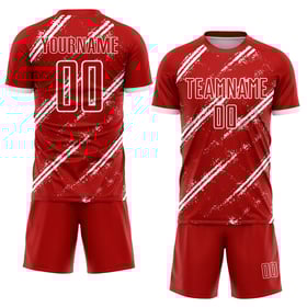 Maillot de football personnalisé à sublimation rouge et blanc