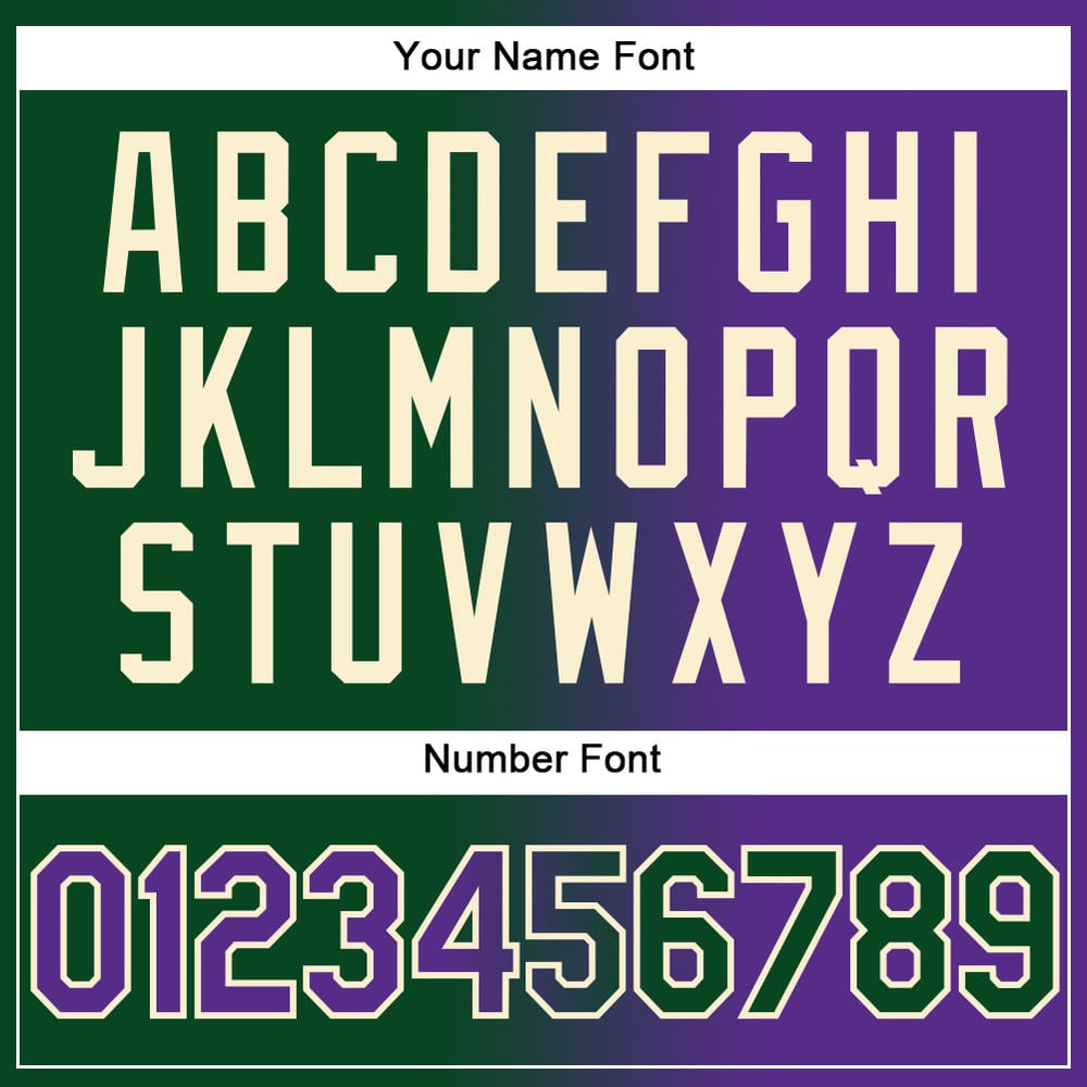 Camiseta de béisbol morada-crema personalizada, moda, degradado, auténtico, verde