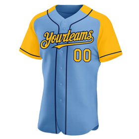 Blue Jersey Gold-Navy Baseball Authentic Raglan Sleeves Custom Light