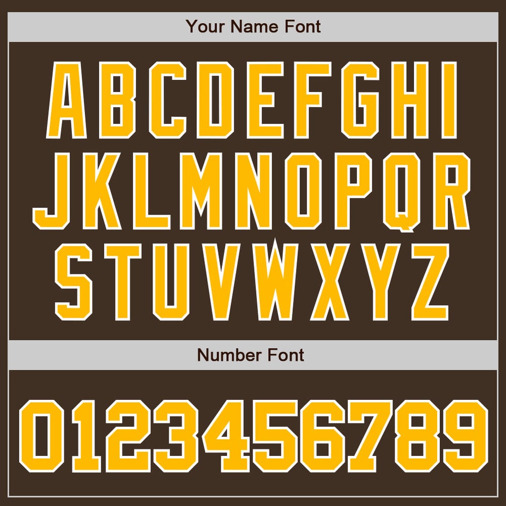 Camiseta de béisbol auténtica personalizada dorada, blanca y marrón