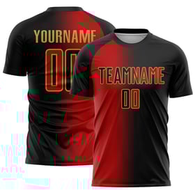 Gradient Gold Uniform Custom Jersey Fashion Soccer Sublimation Schwarz Rot-Alt