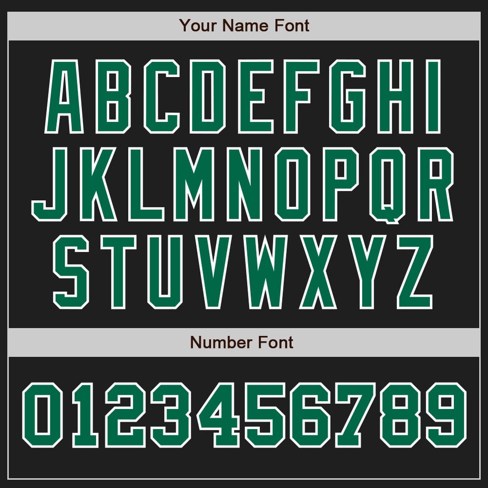 Camiseta de béisbol Kelly personalizada de tono auténtico negro verde y blanco dos