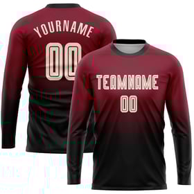 Soccer Fade Cream-Black Custom Jersey Sleeve Crimson Uniform Fashion Sublimation Long