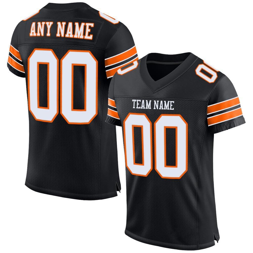 Authentic Custom Jersey White-Orange Football Black Mesh