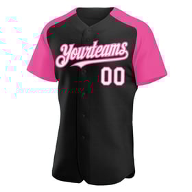 Sleeves Jersey White-Pink Baseball Custom Authentic Black Raglan