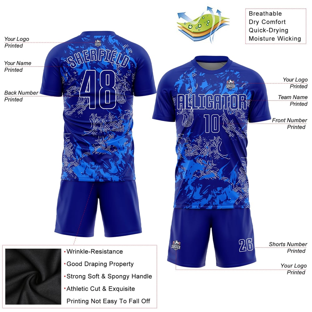 Sublimation Custom Uniform Royal Soccer Royal-White Jersey