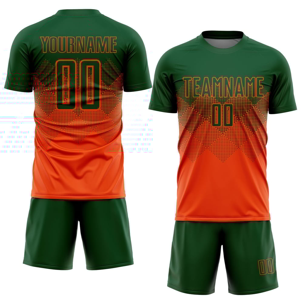 Maillot de football personnalisé orange vert sublimé