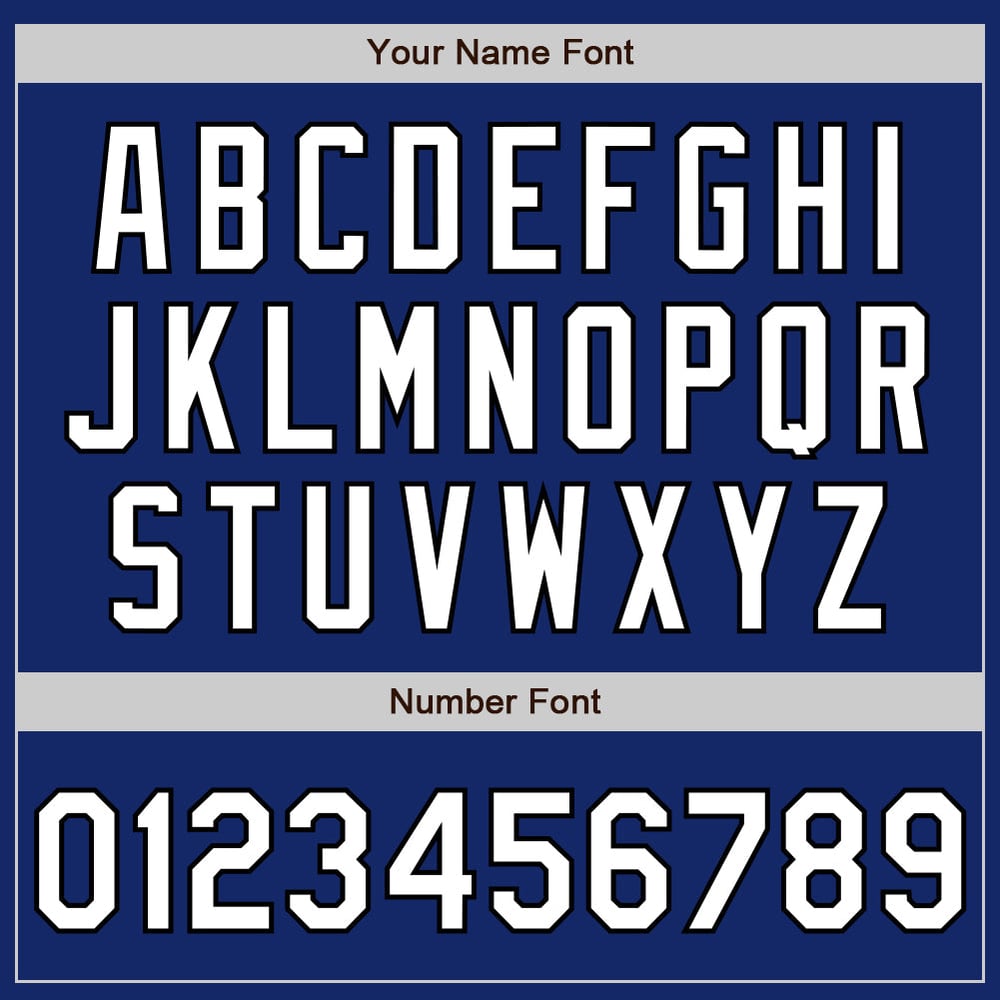 Camiseta de béisbol auténtica personalizada en blanco y negro, color azul marino