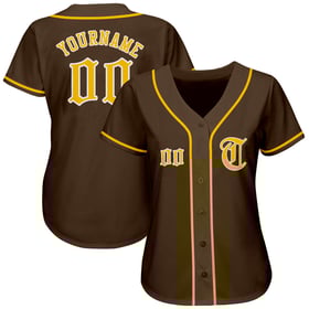 Maglia da baseball marrone personalizzata autentica oro-bianca