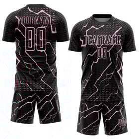 Maglia sportiva leggera personalizzata con stampa sublimatica Lightning Soccer Uniform rosa nera