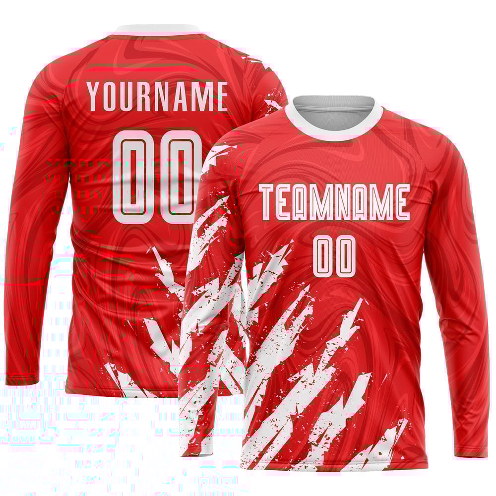 Sublimation Custom Jersey Soccer Red Uniform White